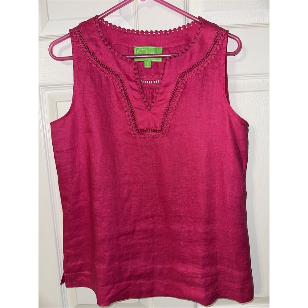 Cappagallo Hot Pink Linen Top Size Small‎